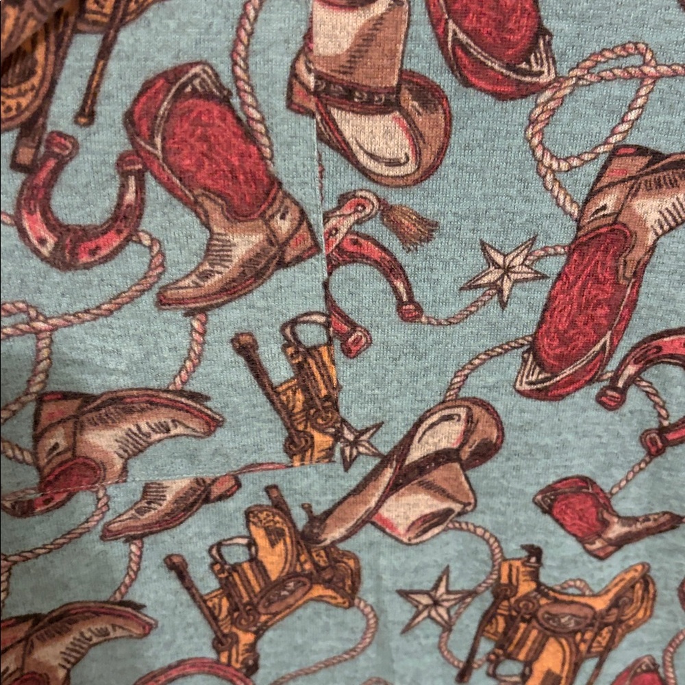 Sleeveless Printed Overalls with  Pockets - Dusty Blue & Rust - Picture 3 of 6
